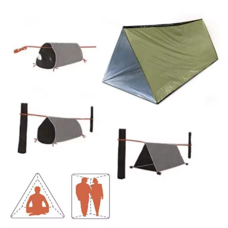 Emergency Mylar Tent - เต็นท์ฉุกเฉินแบบท่อไมลาร์กันน้ำ ใช้ซ้ำได้ สำหรับ 2 คน ใช้กลางแจ้ง