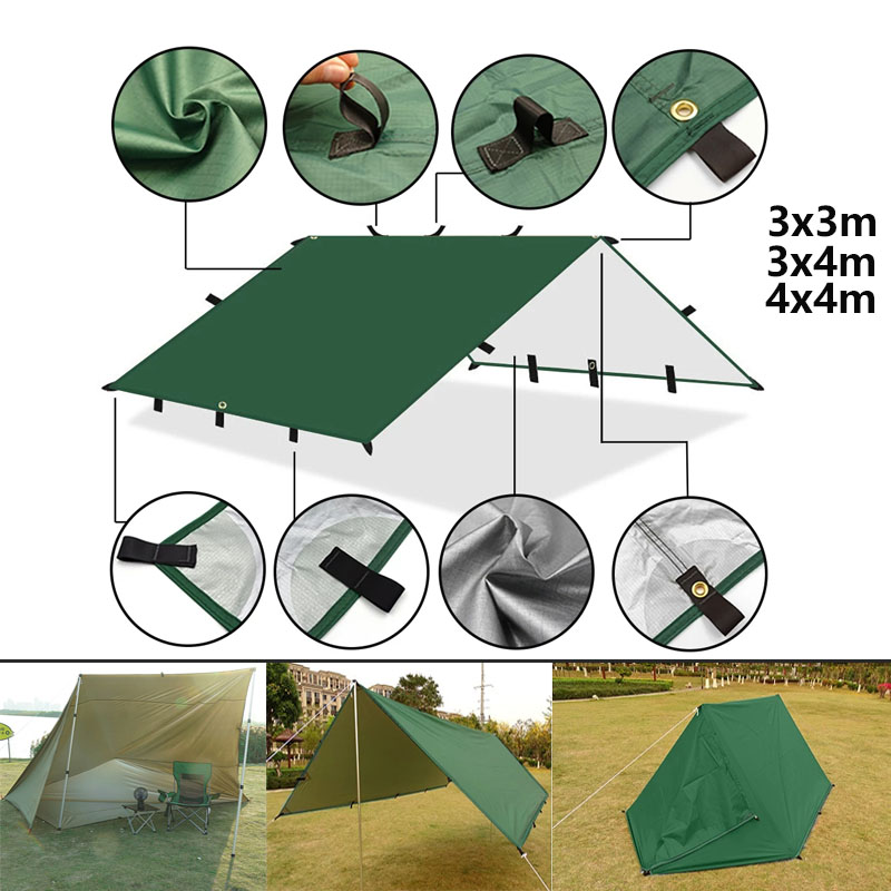 Emergency Mylar Tent - เต็นท์พักแรม4x4ม. 4X3ม. 3x3ม. 19จุดแบบแขวนเต็นท์พักแรมบังแดดกลางแจ้งมีกันสาดกันน้ำ