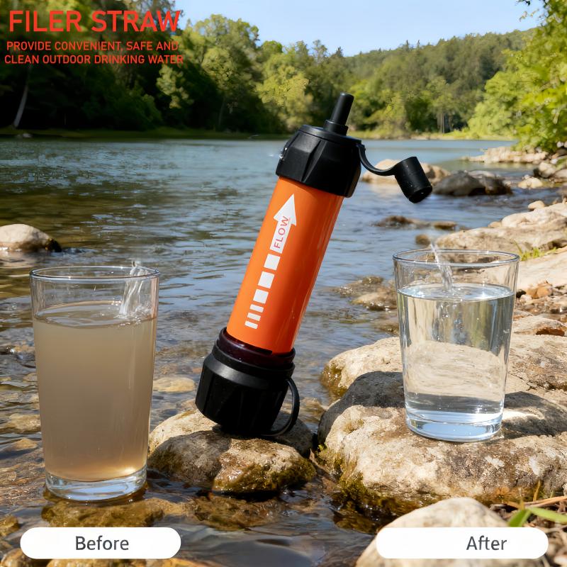 Water Purification Straw - เครื่องกรองน้ำพกพาฉุกเฉินสำหรับการเดินป่า - การเอาชีวิตรอด, การกรองที่รวดเร็ว, ปลอดภัยสำหรับน้ำธรรมชาติ, อุปกรณ์จำเป็นสำหรับการเดินทาง