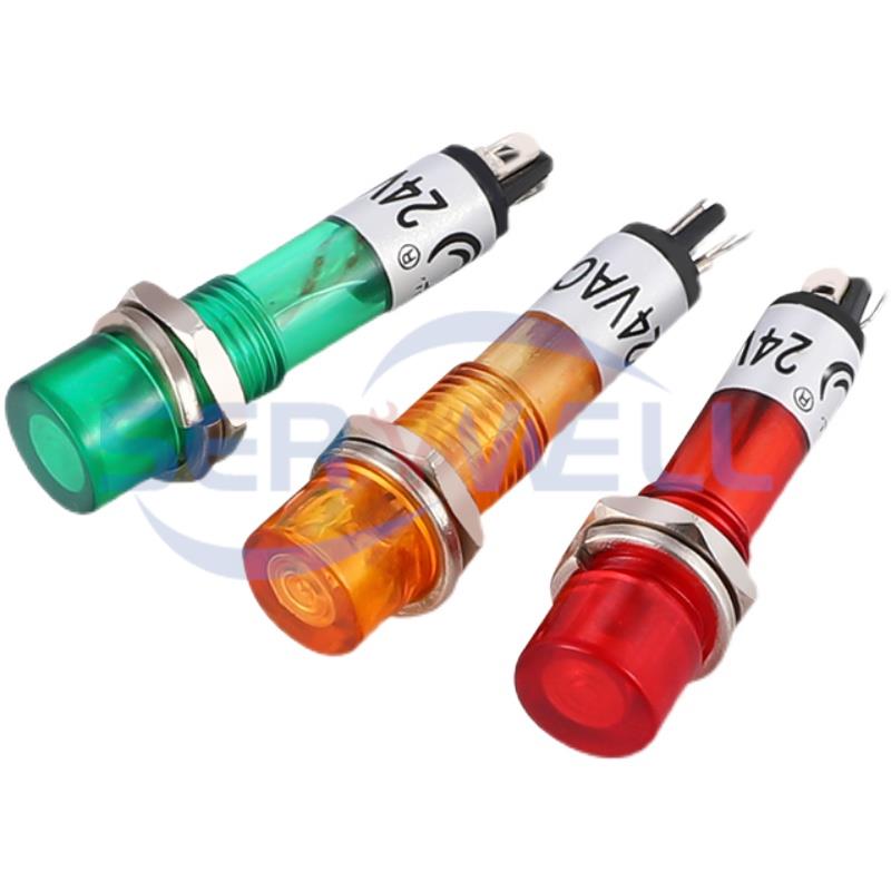 Signal Panel Orange - 10 ชิ้นแผง 7 มิลลิเมตรติดตั้งสีแดงสีเขียวสีส้มไฟแสดงสถานะสัญญาณ 24VDC XD7-1
