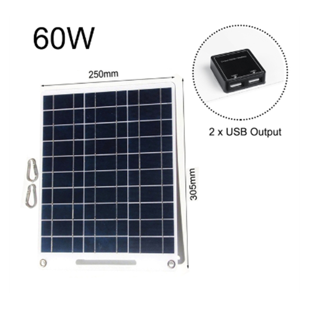 Solar Emergency Charger - ใหม่ 60W แผงพลังงานแสงอาทิตย์แบบพกพา 5V Dual USB