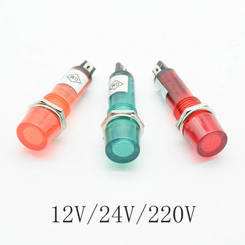 Signal Panel Orange - 5Pcs สัญญาณโคมไฟติดตั้งไฟแสดงสถานะนีออนสีแดงสีเขียว orange ไฟ 220V 12V