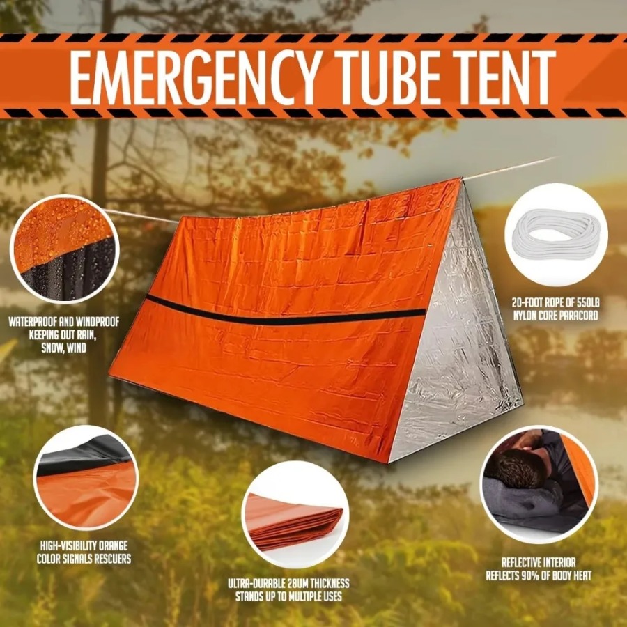 Emergency Mylar Tent - ถุงนอนฉุกเฉินป้องกันฝน 1 ชิ้น - ชุดเต็นท์กันน้ํา, ที่พักพิงฉุกเฉิน,