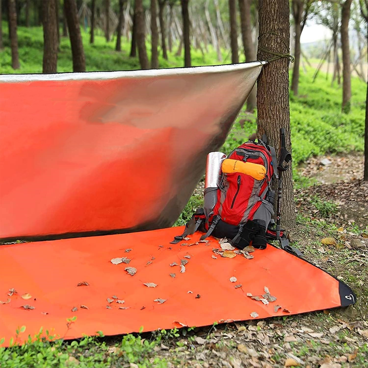 Survival Blanket Reflective - ผ้าห่มเอาชีวิตรอดหนัก-ฉนวนกันความร้อนผ้าใบกันน้ำทุกสภาพอากาศ, นำมาใช้ใหม่ได้ผ้าห่มฉุกเฉินสำหรับรถยนต์หรือตั้งแคมป์