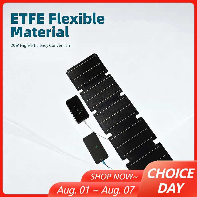 Solar Emergency Charger - แผงโซลาร์เซลล์แบบยืดหยุ่น 5 แผ่น ETFE พร้อมพอร์ต USB