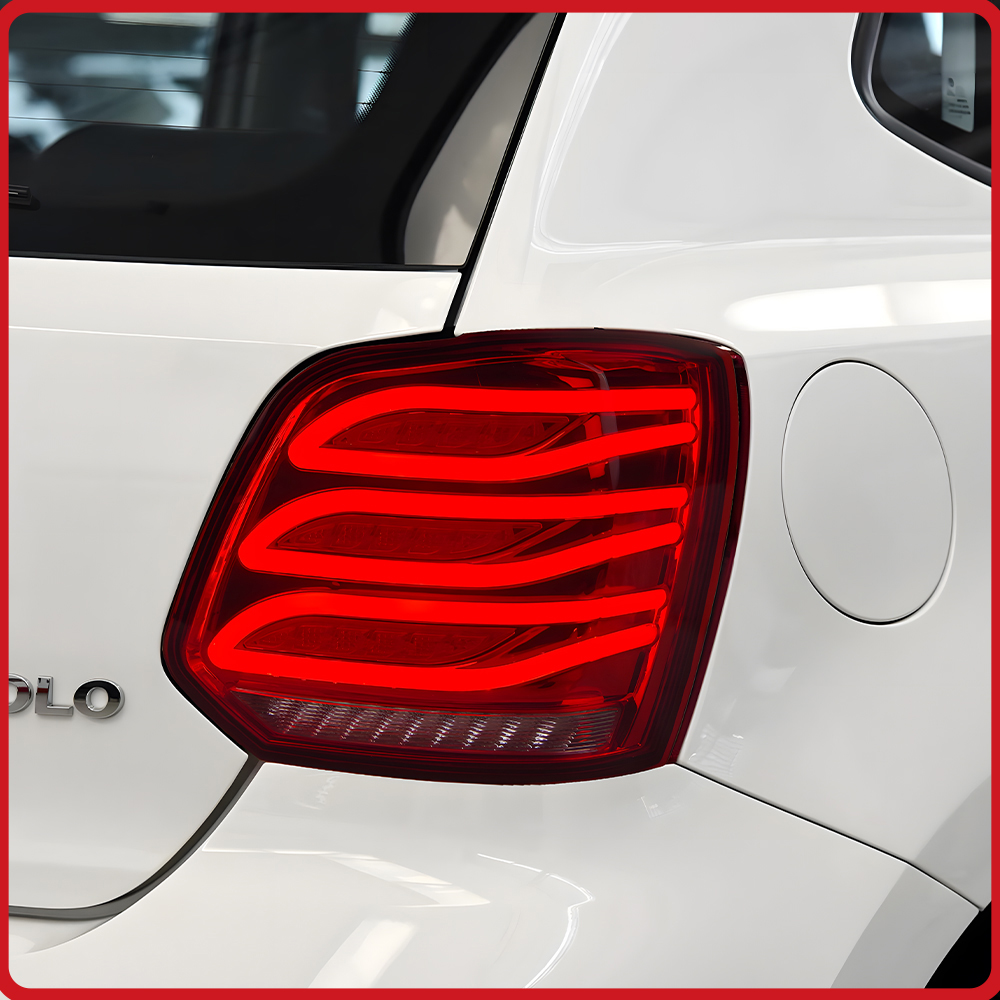 Sos Light Strobe - ชุดไฟท้ายรถยนต์สำหรับ Volkswagen Polo 2011-2018 LED อัพเกรดไฟท้ายแบบไดนามิกพร้อมไฟเลี้ยวแบบกระพริบและเอฟเฟกต์การเปิดใช้งาน