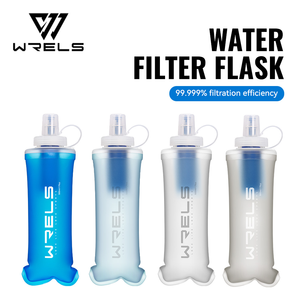 Water Bag Collapsible - WRELS ขวดกรองน้ำ ขวดน้ำแบบนิ่มพับได้พร้อมตัวกรอง ขวดน้ำกรองสองชั้นสำหรับกิจกรรมกลางแจ้ง