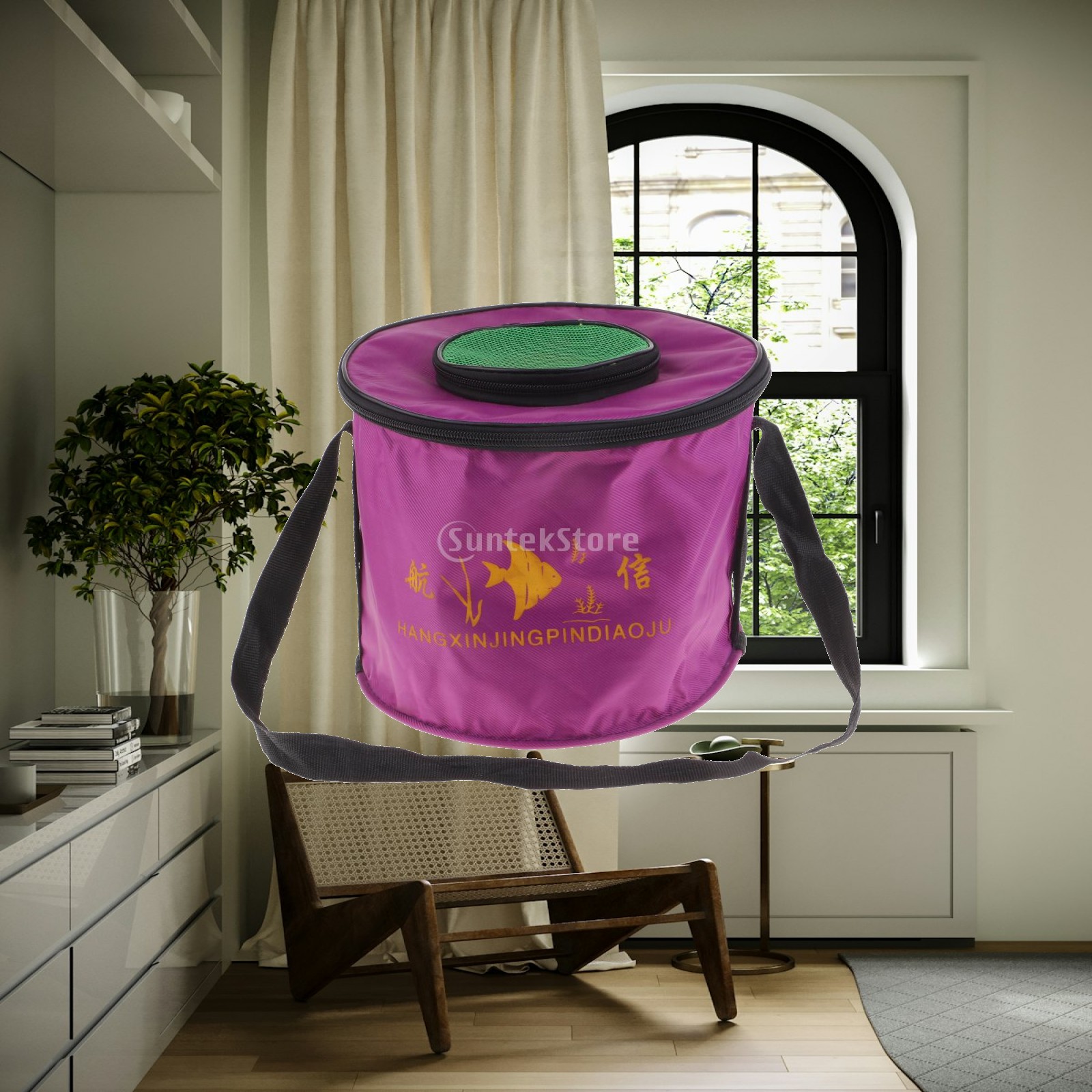 Water Bag Collapsible - ถังตกปลาแบบพับได้ ผ้าใบกันน้ำ พกพาสะดวก พร้อมฝาตาข่ายระบายอากาศ สำหรับใส่ในกระเป๋าตกปลา