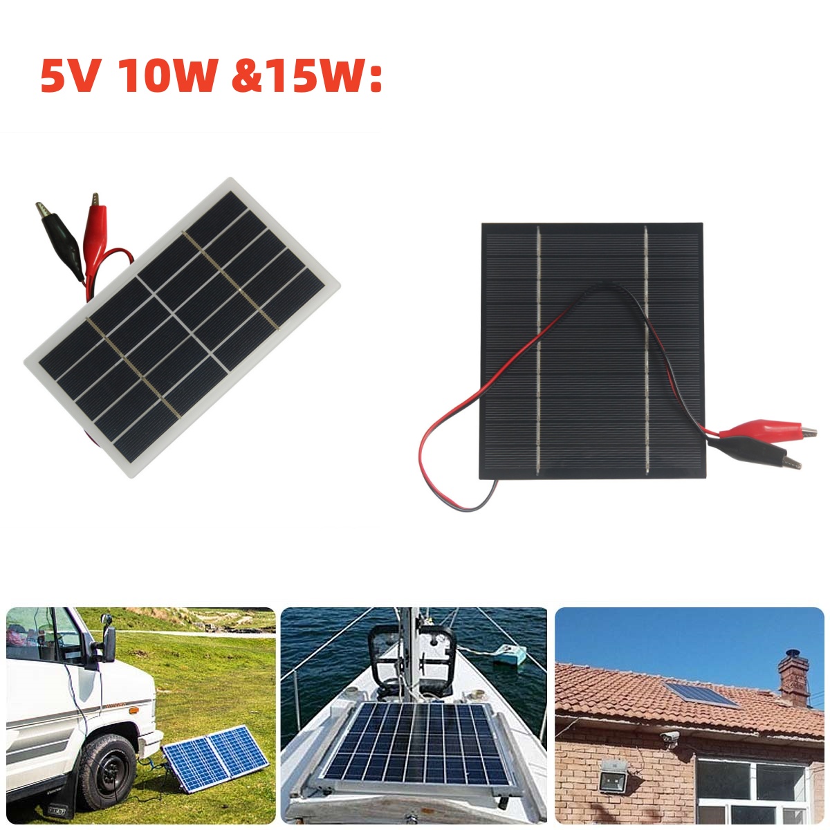 Solar Emergency Charger - แผงโซลาร์เซลล์ขนาดเล็กแบบขายส่ง 5V 10W 15W แผงโซลาร์เซลล์โพลีคริสตัลไลน์แบบพกพาสำหรับการใช้งานกลางแจ้ง แคมป์ปิ้ง