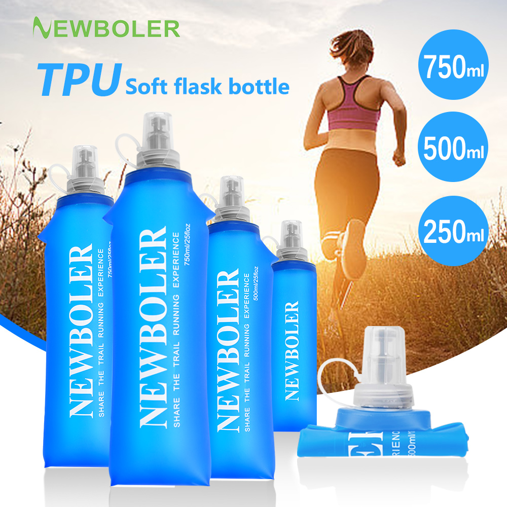 Water Bag Collapsible - กระติกน้ำ TPU นิ่มพับได้กระบอกน้ำขนาด750มล. กระเป๋าใส่กระบอกน้ำใส่น้ำได้กระบอกน้ำวิ่งเดินป่าตั้งแคมป์