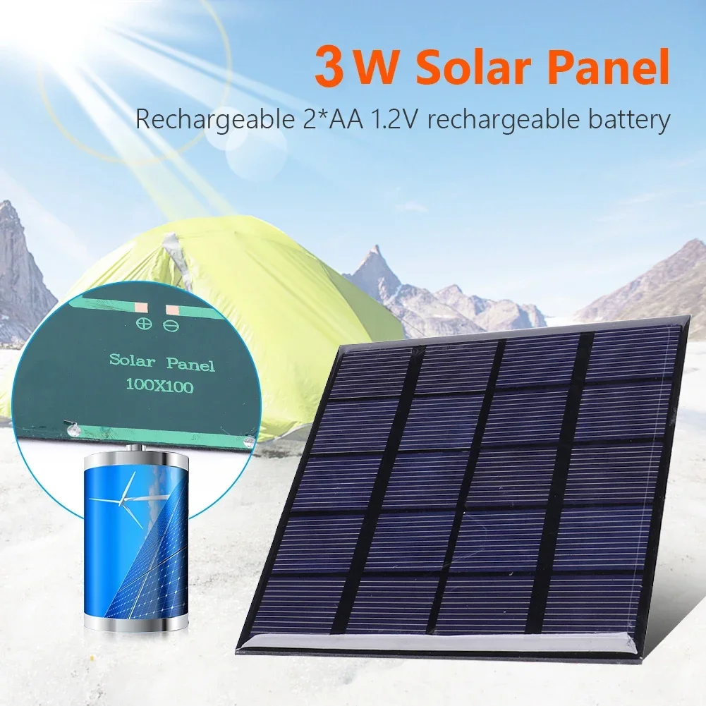 Solar Emergency Charger - แผงพลังงานแสงอาทิตย์ 3W 5V คณะกรรมการพลังงานแสงอาทิตย์แบบพกพา Fast Charger