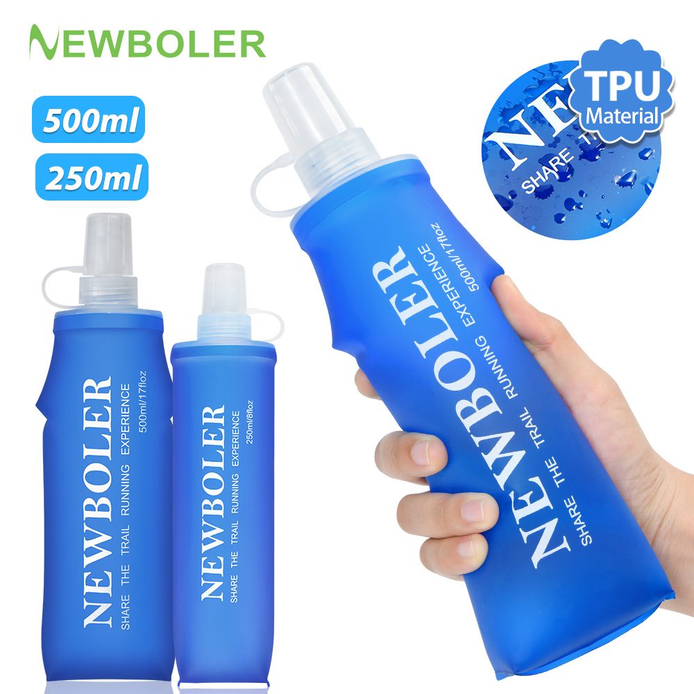 Water Bag Collapsible - NEWBOLER 250 ml/500 ml กลางแจ้งซิลิโคนกัดขนาดขวดน้ําวิ่งตั้งแคมป์เดินป่าท่องเที่ยวสะดวกขวดน้ํา